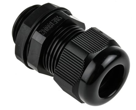 RS PRO Cable Gland, M20 Max. Cable Dia. 14mm, Nylon, Black, 10mm Min. Cable Dia., IP68, with Locknut