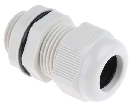 RS PRO Cable Gland, M20 Max. Cable Dia. 14mm, Nylon, Grey, 10mm Min. Cable Dia., IP68, with Locknut (822-9741)