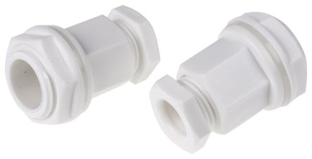RS PRO Cable Gland, M20 Max. Cable Dia. 7mm, Plastic, White, 4mm Min. Cable Dia., IP55, with Locknut