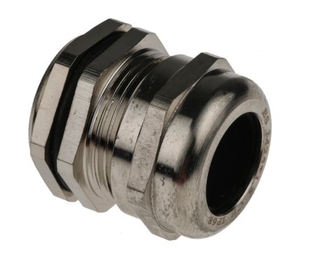 RS PRO Cable Gland, M25 Max. Cable Dia. 16mm, Nickel Plated Brass, Metallic, 9mm Min. Cable Dia., IP68, with Locknut