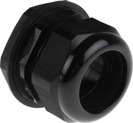 RS PRO Cable Gland, M63 Max. Cable Dia. 44mm, Nylon, Black, 34mm Min. Cable Dia., IP68, with Locknut