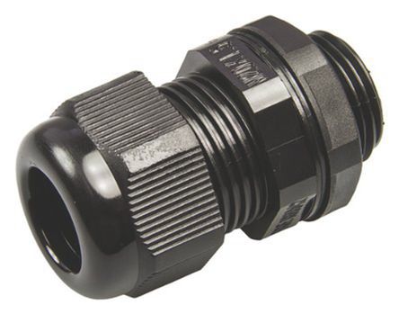 RS PRO Cable Gland, PG16 Max. Cable Dia. 14mm, Nylon, Black, 10mm Min. Cable Dia., IP68, with Locknut
