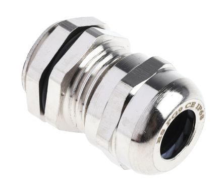 RS PRO Cable Gland, PG9 Max. Cable Dia. 8mm, Nickel Plated Brass, Metallic, 4mm Min. Cable Dia., IP68, with Locknut, -40 to +100 °C