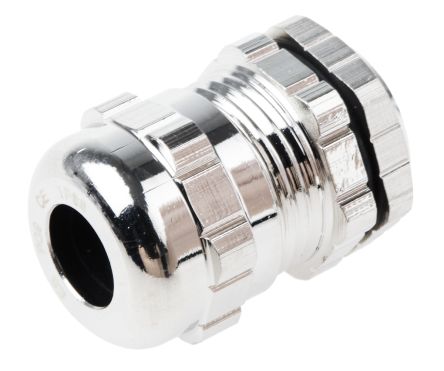 RS PRO Cable Gland, PG9 Max. Cable Dia. 8mm, Nickel Plated Brass, Metallic, 4mm Min. Cable Dia., IP68, with Locknut, -40 to +110 °C