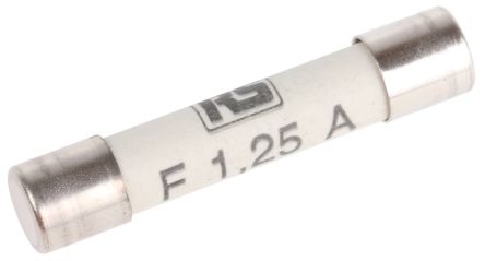 RS PRO 1.25A F Ceramic Cartridge Fuse, 6.3 x 32mm