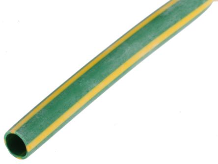 RS PRO Halogen Free Heat Shrink Tubing, Green, Yellow 4.8mm Sleeve Dia. x 1.2m Length 2:1 Ratio