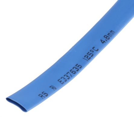 RS PRO Heat Shrink Tubing, Blue 4.8mm Sleeve Dia. x 9m Length 2:1 Ratio
