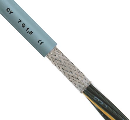 RS PRO Control Cable, 3 Cores, 0.5 mm², CY, Screened, 50m, Grey PVC Sheath, 20 AWG