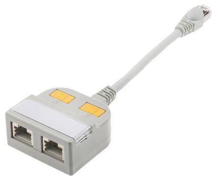 RS PRO Cat5 RJ45 T-Adapter, 2 Port, Shielded, 150 mm Extension Length (400-9001)