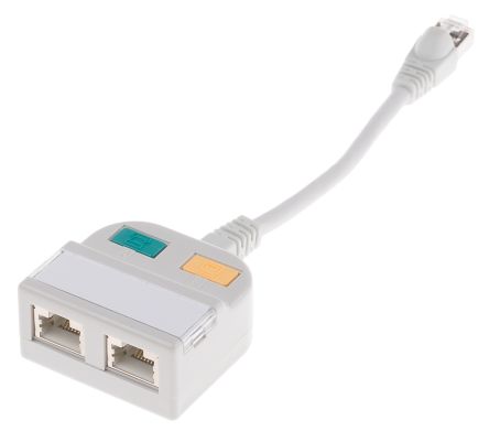RS PRO Cat5 RJ45 T-Adapter, 2 Port, Shielded, 150 mm Extension Length (400-9023)