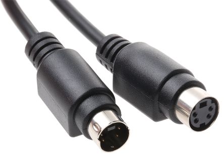 RS PRO Male Plug to Female Socket Black DIN Cable 2m