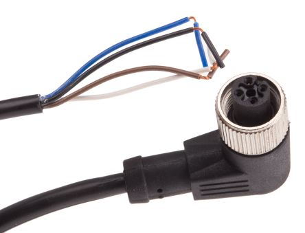 RS PRO Right Angle Female M12 to Free End Sensor Actuator Cable, 4 Core, PUR, 2m (877-1038)