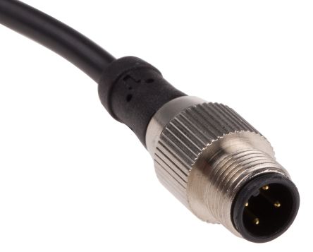 RS PRO Straight Male M12 to Free End Sensor Actuator Cable, 4 Core, PUR, 2m