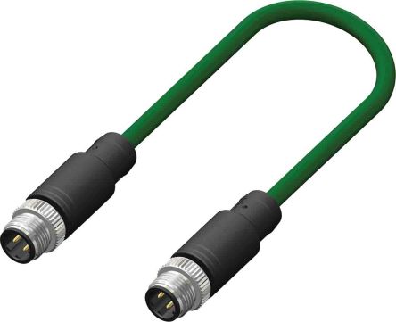 RS PRO Straight Male M12 to Male M12 Sensor Actuator Cable, 4 Core, PVC, 5m