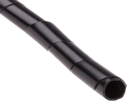 RS PRO Spiral Wrap, I.D 10.3mm 32mm Polyethylene, Black Colour