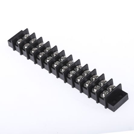 RS PRO 12-Way Non-Fused Terminal Block, 20A, Screw Terminals, 12 AWG, Free Hanging, Panel Mount