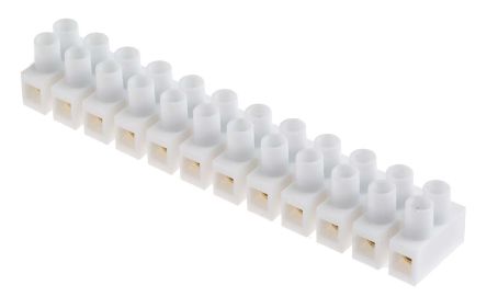 RS PRO 12-Way Non-Fused Terminal Block, 6A, Screw Down Terminals, 14 AWG