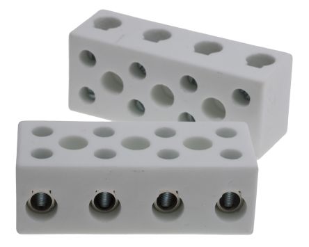 RS PRO 4-Way Non-Fused Terminal Block, 30 to 76A, Screw Down Terminals, 6 AWG, Screw