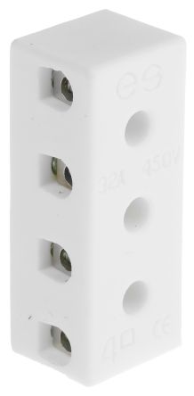 RS PRO 4-Way Non-Fused Terminal Block, 5 to 32A, Screw Down Terminals, 12 AWG, Screw