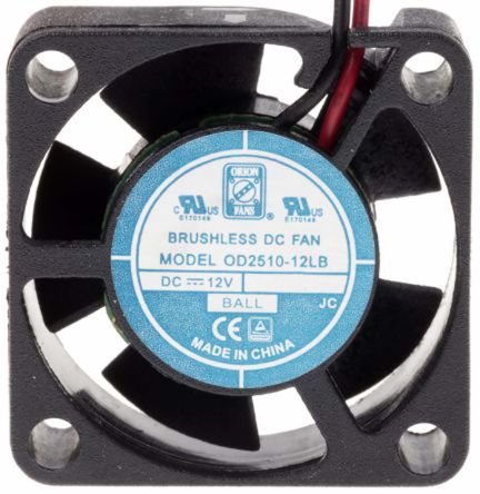 RS PRO 12 V DC, DC Axial Fan, 25 x 25 x 10mm, 3.1m³/h, 480mW
