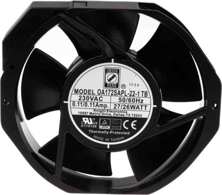 RS PRO 230 V AC, AC Axial Fan, 172 x 150 x 38mm, 387.4m³/h, 28W