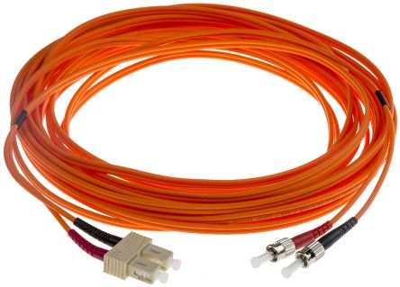 RS PRO ST to SC Duplex Multi Mode OM1 Fibre Optic Cable, 62.5/125μm, Orange, 10m