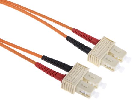 RS PRO SC to SC Duplex Multi Mode OM1 Fibre Optic Cable, 62.5/125μm, Orange, 1m
