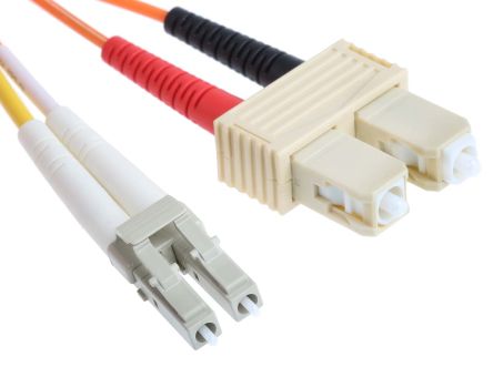 RS PRO LC to SC Duplex Multi Mode OM2 Fibre Optic Cable, 50/125μm, Orange, 1m