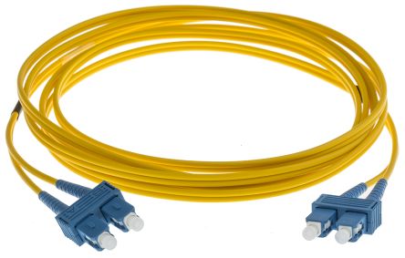 RS PRO SC to SC Duplex Single Mode OS1 Fibre Optic Cable, 9/125μm, Yellow, 3m