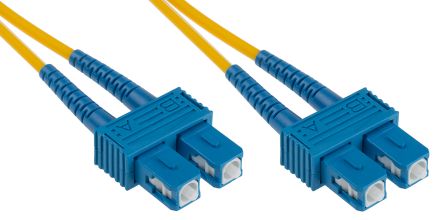 RS PRO SC to SC Duplex Single Mode OS1 Fibre Optic Cable, 9/125μm, Yellow, 5m