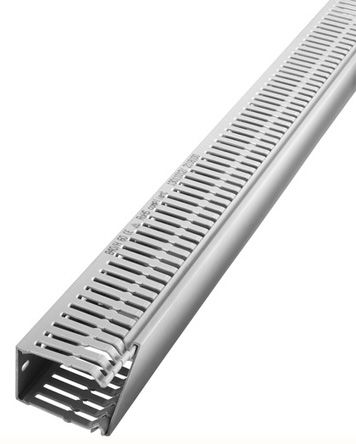 RS PRO Grey Slotted Panel Trunking - Open Slot, W60 mm x D40mm, L2m, PVC (154-8101)