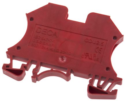 RS PRO Red Din Rail Terminal, 22 to 10 AWG, 2.5mm², 800 V