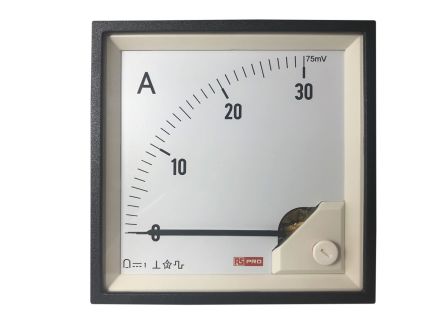 RS PRO Analogue Panel Ammeter 0/10A for Shunt 75mV DC, 96mm x 96mm, 1 % Moving Coil