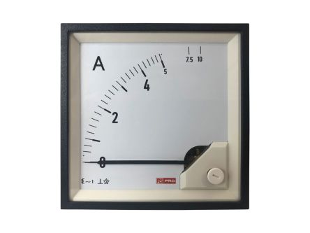 RS PRO Analogue Panel Ammeter 10 (Input, Scale)A AC, 96mm x 96mm, 1 % Moving Iron