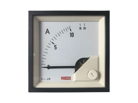 RS PRO Analogue Panel Ammeter 20 (Input)A AC, 72mm x 72mm, 1 % Moving Iron