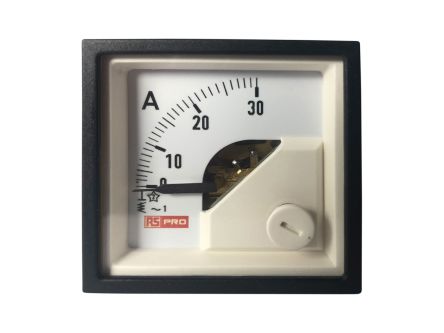 RS PRO Analogue Panel Ammeter 30 (Input, Scale)A AC, 48mm x 48mm, 1 % Moving Iron