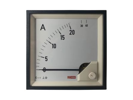 RS PRO Analogue Panel Ammeter 40 (Input)A AC, 96mm x 96mm, 1 % Moving Iron