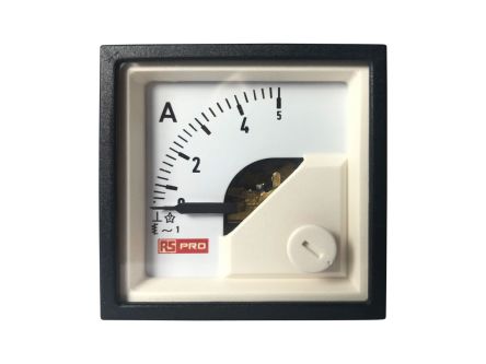 RS PRO Analogue Panel Ammeter 5 (Input, Scale)A AC, 48mm x 48mm, 1 % Moving Iron