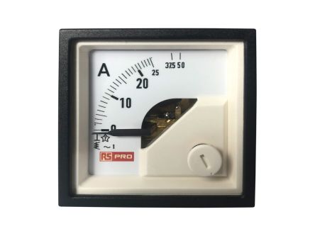 RS PRO Analogue Panel Ammeter 50 (Input)A AC, 48mm x 48mm, 1 % Moving Iron