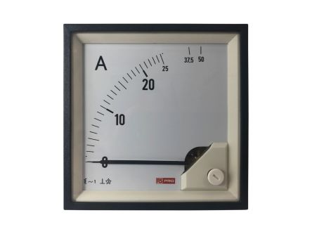 RS PRO Analogue Panel Ammeter 50 (Input)A AC, 96mm x 96mm, 1 % Moving Iron