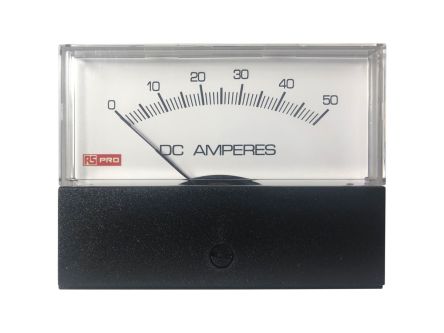 RS PRO Analogue Panel Ammeter 50 (Input)A DC, 76mm x 74mm, ±1.5 % Moving Coil