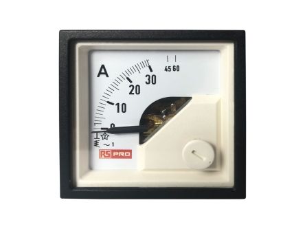RS PRO Analogue Panel Ammeter 60 (Input)A AC, 48mm x 48mm, 1 % Moving Iron