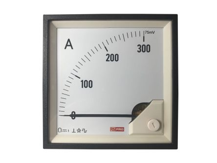 RS PRO Analogue Panel Ammeter DC, 96mm x 96mm, 1 % Moving Coil (186-2506)
