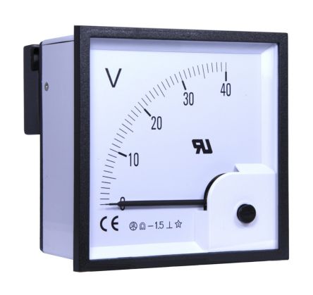 RS PRO Analogue Voltmeter DC ±1.5 %, 92 x 92 mm 