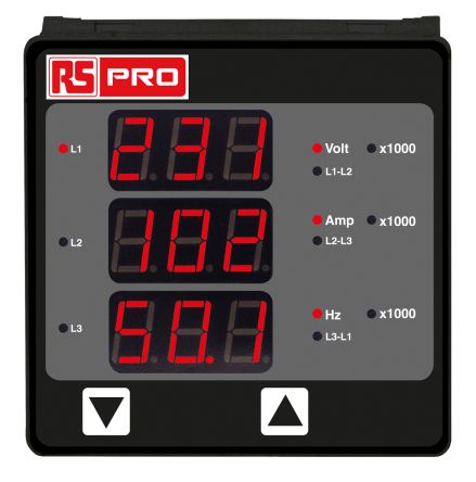 RS PRO LED Digital Panel Multi-Function Meter, 92mm x 92mm (136-5377) 
