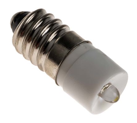 RS PRO LED Indicator Lamp, E10, White, Single Chip, 10mm dia., 24V AC/DC