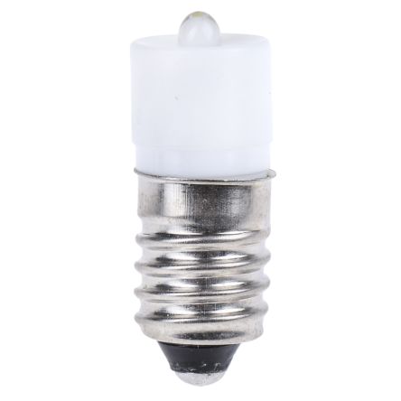 RS PRO LED Indicator Lamp, E10, White, Single Chip, 10mm dia., 6V AC/DC