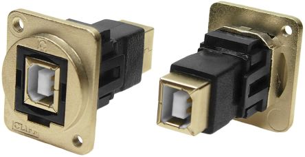 RS PRO Straight, Panel Mount, Female to Male Type B to B 2.0 USB Connector