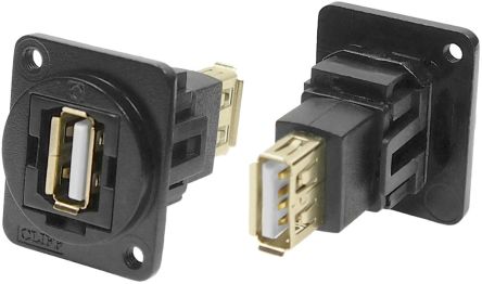RS PRO Straight, Panel Mount, Socket Type A to A 2.0 USB Connector (175-0147)