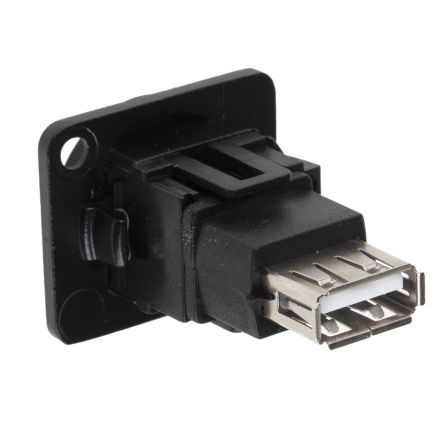 RS PRO Straight, Panel Mount, Socket Type A to A 2.0 USB Connector (916-0221)